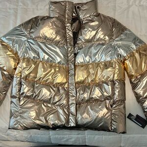 Betsey Johnson gold & silver puffer coat large